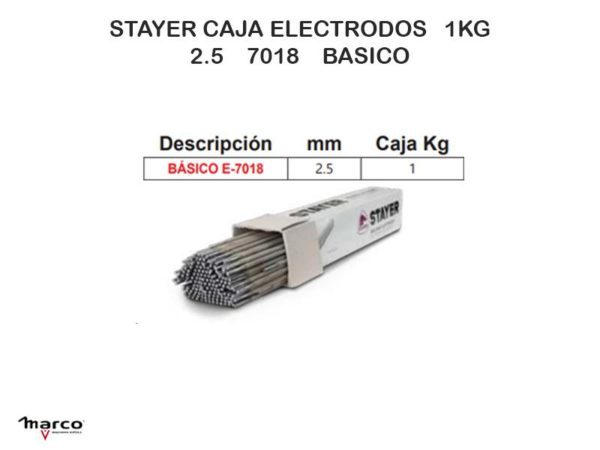 STAYER CAJA ELECTRODOS 1KG 2.5 7018 BASICO - Imagen 2