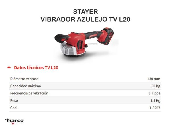 STAYER VIBRADOR AZULEJO TV L20 - Imagen 2