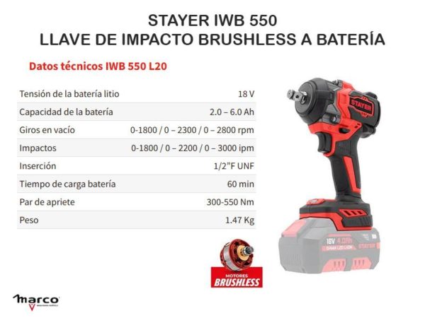 LOTE STAYER IWB 550 L2025 + JUEGO LLAVES IMPACTO - Imagen 2