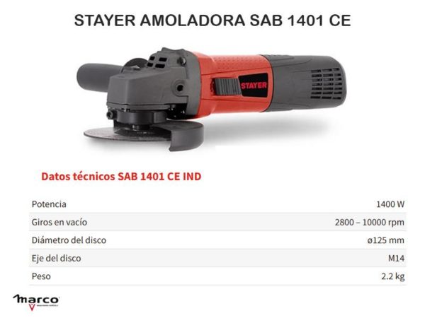 STAYER AMOLADORA SAB 1401 CE - Imagen 2