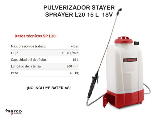 PULVERIZADOR STAYER SPRAYER L20 15 L - Imagen 2