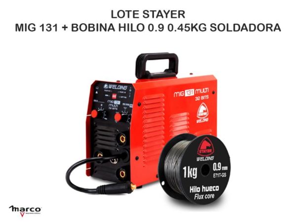 LOTE STAYER MIG 131 + BOBINA HILO 0.9 0.45KG SOLDADORA