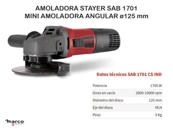 AMOLADORA STAYER SAB 1701 - Imagen 2